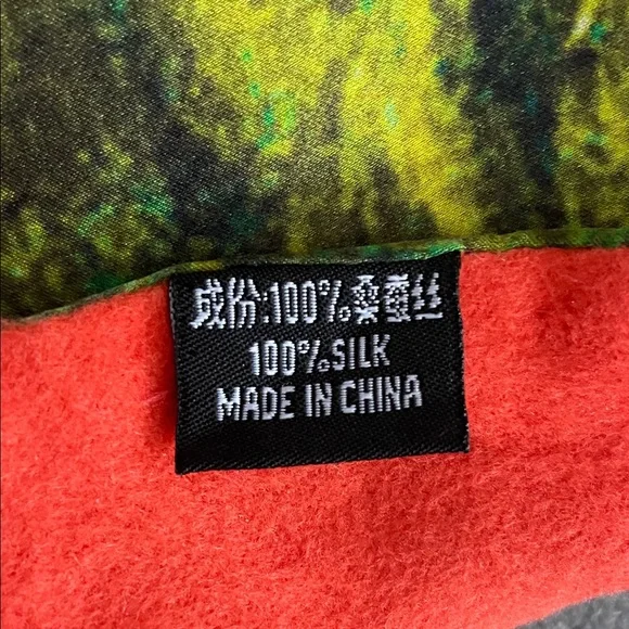 100% Silk Vibrant Multicolour Abstract Scarf Classic Luxury Fringe Boho Chic - Picture 2 of 8